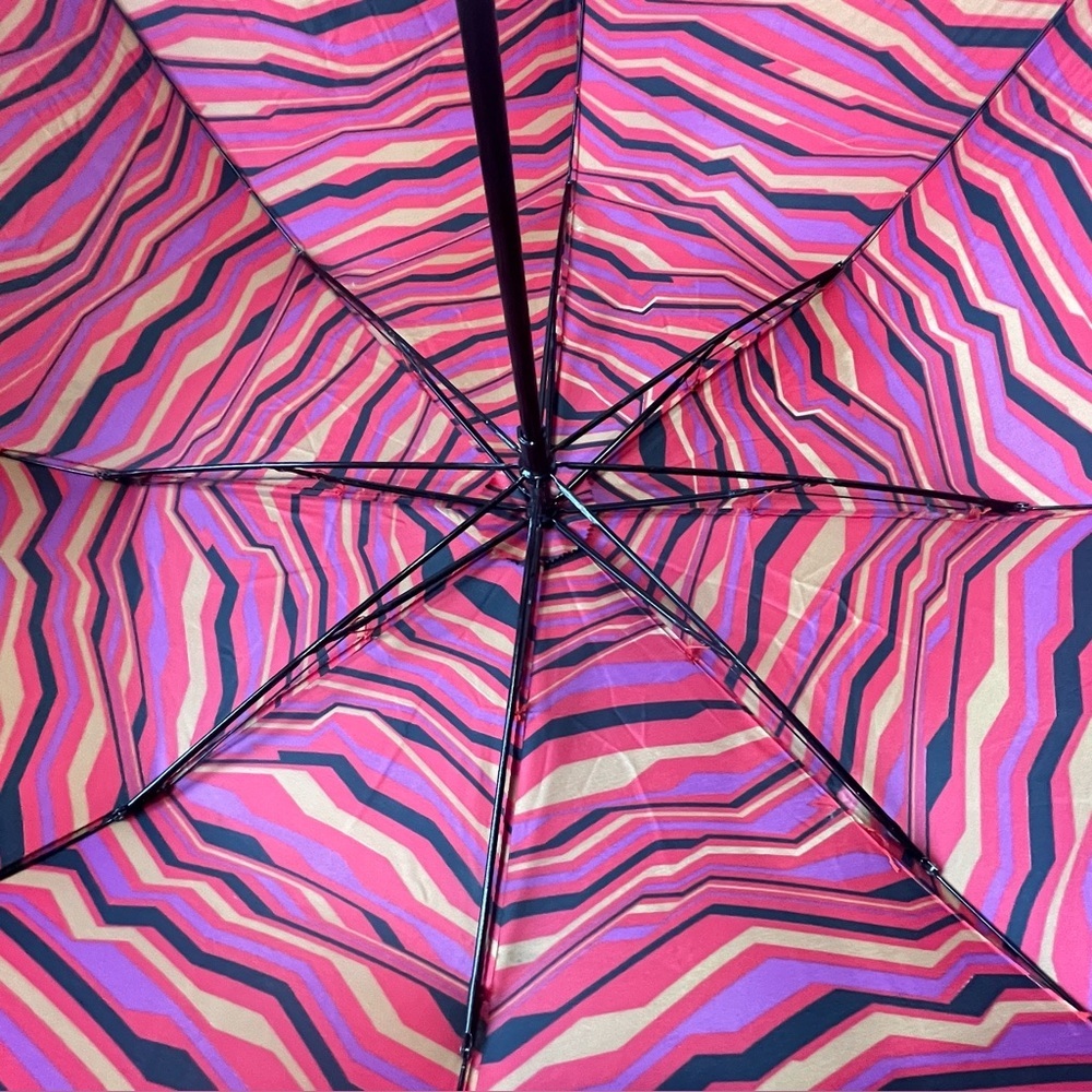 Vintage Yves Saint Laurent Umbrella Pink Purple Black Tan - Picture 10 of 16